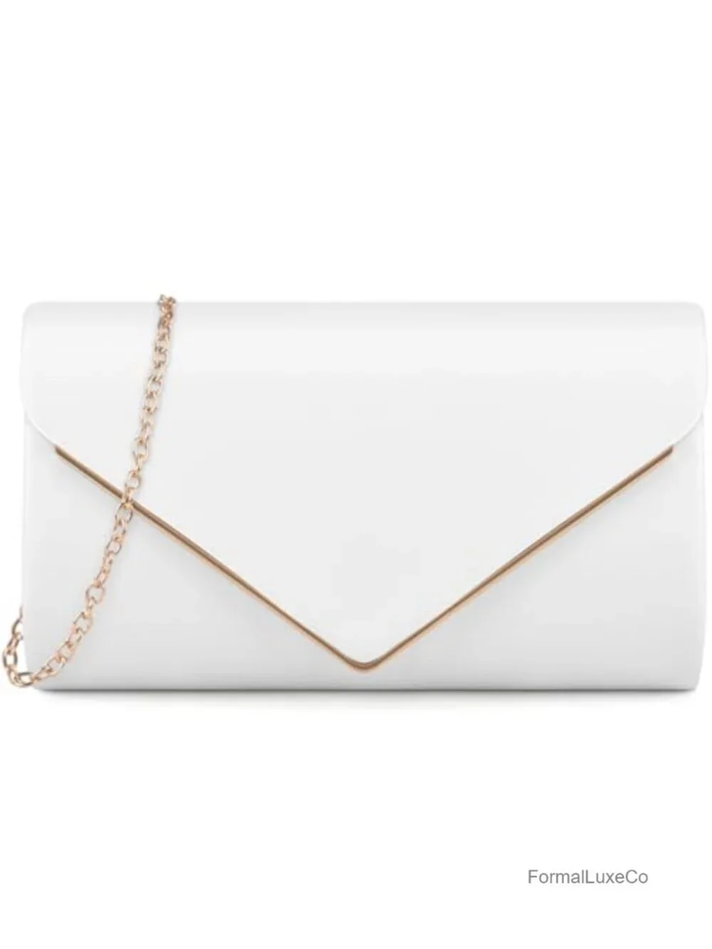PU Leather Envelope Clutch Evening Bag with Removable Chain Shoulder Strap